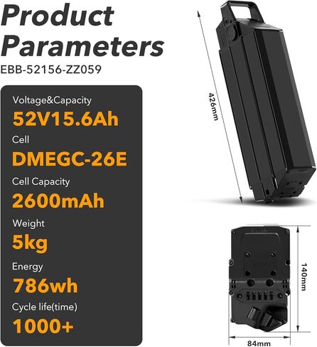 YS YOSE POWER 52V15.6Ah Ebike Battery Compatible for Juiced Bike Fit for RipCurrent Crosscurrent S2 X Scorpion X HyperScorpion CamScrambler CityScrambler HyperScrambler RipRacer Battery Replacement in Kuwait