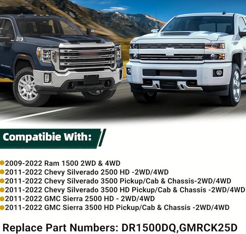 Upgraded 2PCS Rubber Bump Stop Kit Compatible with 2009-2022 Dodge Ram 1500 & 2011-2022 Chevy Silverado GMC Sierra 2WD/4WD, Replaces OEM # DR1500DQ, GMRCK25D, Suspension Upgrade Kit in Kuwait