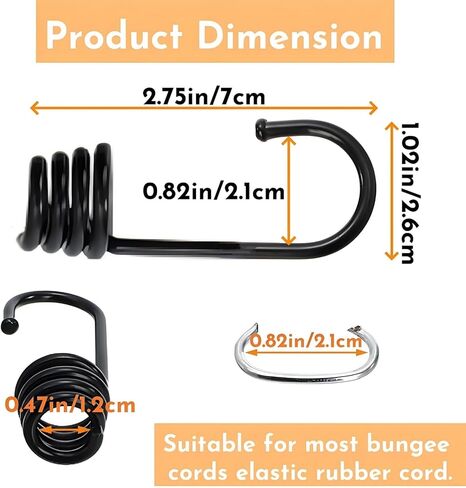 60 Pieces Bungee Cord Hooks, 3/8 Inch Plastic Coated Shock Cord End Hook with C Type Hog Rings for Elastic Rope Strapping Tap, Heavy Duty Spiral Terminal Wire Hooks for Boating, Camping Tarps in Kuwait
