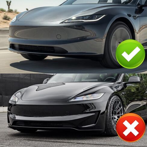 W-POWER, Front Bumper Lip fit for Compatible with 2024-2025 Tesla Model 3, Front Lip Spoiler Body Splitter, WP-Style, Painted Glossy Carbon Fiber ABS in Saudi Arabia