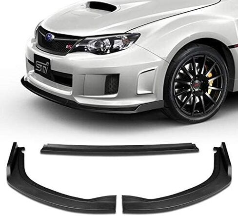 طقم الشفاه الممتص للصدمات الأمامي 3 قطع مناسب لموديلات 2011-2014 Subaru Impreza WRX STI، جناح حماية مقسم على طراز CS2، موزع هواء سد الذقن (أسود غير مطلي) in Kuwait