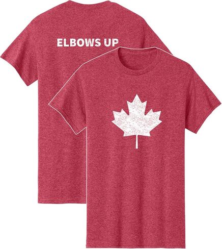 Maple Leaf Elbows Up Canada Pride Front and Back Print Adult Unisex T-Shirt in Kuwait