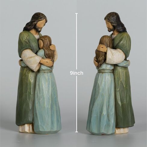 Jesus Comforting Girl Figurine 9 Inch Christian Resin Statue Morandi Colors, Hand-Carved Wood Style Healing and Encouragement Religious Gift Walk with Jesus Collection II in Saudi Arabia