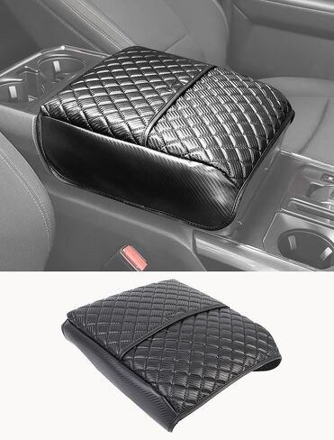 Savadicar Center Console Cover for 2021-2025 Ford F150 (Not Fits 40/20/40 Jump Seat Console), Faux Leather Armrest Protector Pad for Enhanced Protection and Comfort, Interior Accessories, Black in Saudi Arabia