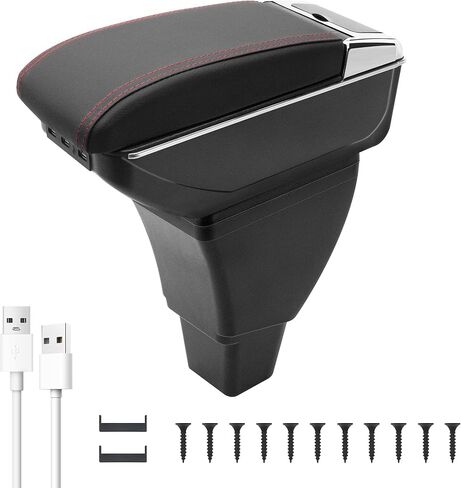 صندوق تخزين مسند ذراع السيارة YJYWZH لسيارة Toyota bB Scion xB xA 2004-2006 مع 7 USB، منظم وحدة التحكم المركزية الداخلية صندوق مسند ذراع مزدوج الطبقة مع حامل أكواب (خيط أسود) in Saudi Arabia