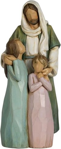 Jesus Comforting Girl Figurine 9 Inch Christian Resin Statue Morandi Colors, Hand-Carved Wood Style Healing and Encouragement Religious Gift Walk with Jesus Collection II in Saudi Arabia