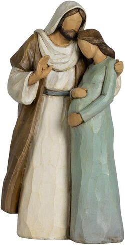 Jesus Comforting Girl Figurine 9 Inch Christian Resin Statue Morandi Colors, Hand-Carved Wood Style Healing and Encouragement Religious Gift Walk with Jesus Collection II in Saudi Arabia