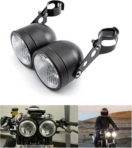 مصباح أمامي مزدوج للدراجة النارية من evomosa لمصباح رأس Bobber Chopper Cafe Racer مع دعامة in Saudi Arabia