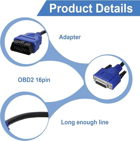 493113 16-Pin OBD2 Diagnostic Cable Adapter, Compatible with Nexiq USB Link 2 and 3 for J1962 Vehicles, Compatible with Ford, GM, Dodge, Volvo, Mack, Isuzu, Hino in Kuwait