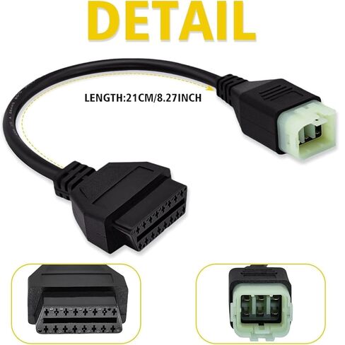 OBDII 6pin to 16pin OBD Diagnostic Cable Motorrad 6 Pin Motorcycle Adapter Moto Connect Compatible for Kawasaki Moto Fit Z900RS/Z800/Z900/Z1000/ZX10R/ZX14R/H2 Motorbike in Kuwait