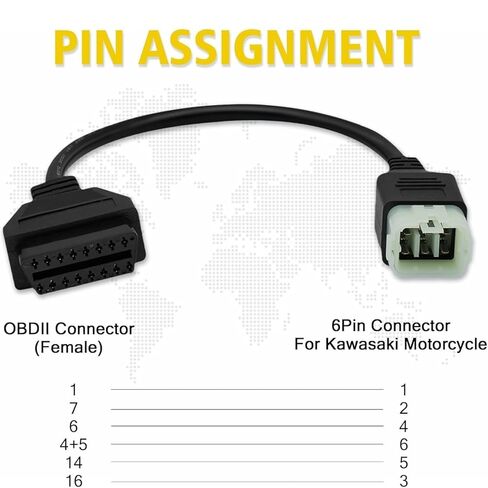 OBDII 6pin to 16pin OBD Diagnostic Cable Motorrad 6 Pin Motorcycle Adapter Moto Connect Compatible for Kawasaki Moto Fit Z900RS/Z800/Z900/Z1000/ZX10R/ZX14R/H2 Motorbike in Kuwait