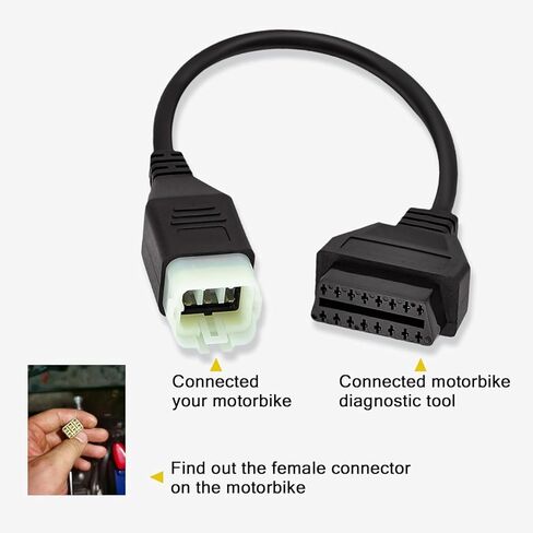 OBDII 6pin to 16pin OBD Diagnostic Cable Motorrad 6 Pin Motorcycle Adapter Moto Connect Compatible for Kawasaki Moto Fit Z900RS/Z800/Z900/Z1000/ZX10R/ZX14R/H2 Motorbike in Kuwait