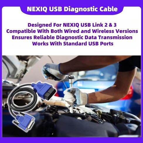 OBD2 16-Pin Cable Adapter for NEXIQ USB Link 2 & 3 J1962 Diagnostic Tool Compatible with Dodge, Ford, GM, Hino, Isuzu, Mack, Volvo Trucks,Replacement 493113 in Kuwait