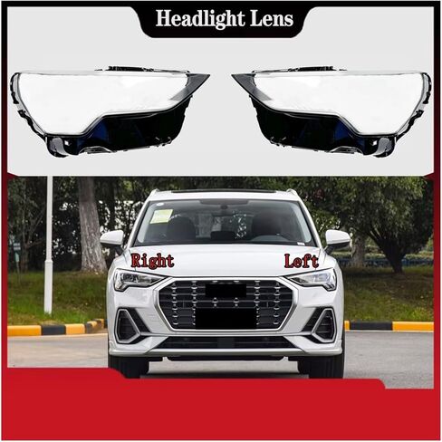 Compatible For Audi Q3 2019 2020 2021 2022 2023 2024 Headlight Cover Transparent Lampshade Headlamp Shell Replace Lens(A Pair) in Saudi Arabia