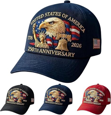 250 Anniversary USA Hat Bald Eagle Embroidery Liberty Patriotic Baseball Cap,Adjustable 1776-2026 250th Anniversary USA Hat in Saudi Arabia