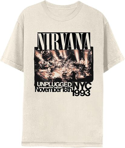 تي شيرت Nirvana Unplugged 1993 للكبار بأكمام قصيرة تي شيرت بتصميم عتيق 90s الجرونج بتصميم عتيق تي شيرت جرافيك in Kuwait