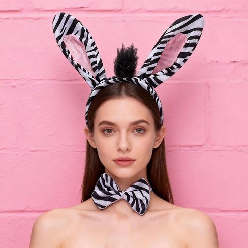 4 Sets Animal Costumes for Adults Giraffe Monkey Tiger Zebra Animal Headbands Bow Tie and Tail Set Jungle Theme Costume Accessories in Kuwait