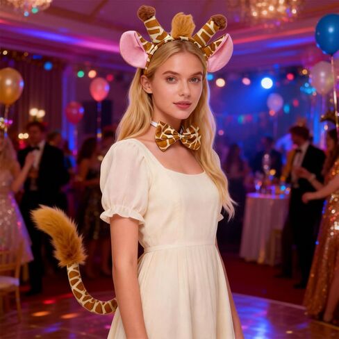 4 Sets Animal Costumes for Adults Giraffe Monkey Tiger Zebra Animal Headbands Bow Tie and Tail Set Jungle Theme Costume Accessories in Kuwait