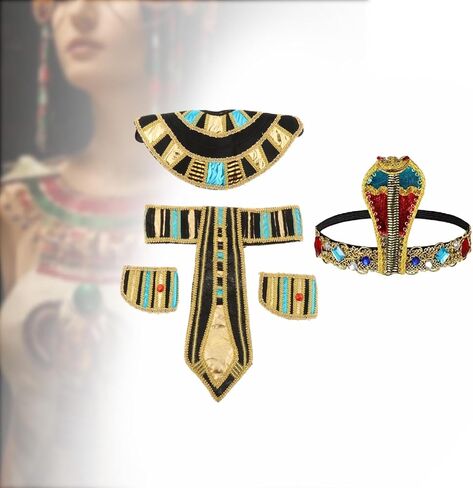 Colaxi 5Pcs Womens Egyptian Costume Accessories Party Favors Fashion Belt Party Outfits Black in Saudi Arabia