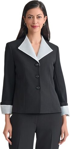 Kasper Women's Organza Trim Three-Button Blazer in Saudi Arabia