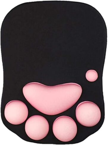 Mouse Pad Cute Soft Cat Paw Mouse Pads Wrist Rest Support Comfort Silicon Memory Foam Gaming Mousepad Mat (Black Pink) in Saudi Arabia