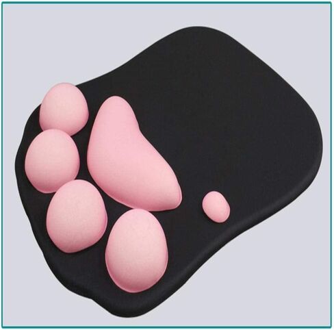 Mouse Pad Cute Soft Cat Paw Mouse Pads Wrist Rest Support Comfort Silicon Memory Foam Gaming Mousepad Mat (Black Pink) in Saudi Arabia