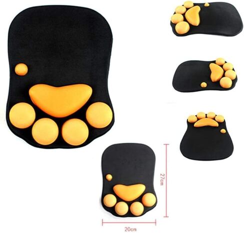 Mouse Pad Cute Soft Cat Paw Mouse Pads Wrist Rest Support Comfort Silicon Memory Foam Gaming Mousepad Mat (Black Pink) in Saudi Arabia