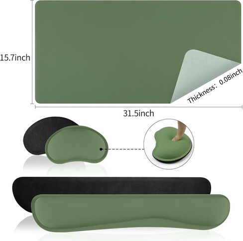 Green Desk Pad and Keyboard Wrist Rest, 3in1 Mousepad + Keyboard Wrist Rest+Mouse Wrist Rest for Home Office Table Computer Cover. (31.5×15.7,Green) in Kuwait
