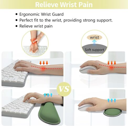 Green Desk Pad and Keyboard Wrist Rest, 3in1 Mousepad + Keyboard Wrist Rest+Mouse Wrist Rest for Home Office Table Computer Cover. (31.5×15.7,Green) in Kuwait