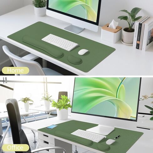 Green Desk Pad and Keyboard Wrist Rest, 3in1 Mousepad + Keyboard Wrist Rest+Mouse Wrist Rest for Home Office Table Computer Cover. (31.5×15.7,Green) in Kuwait
