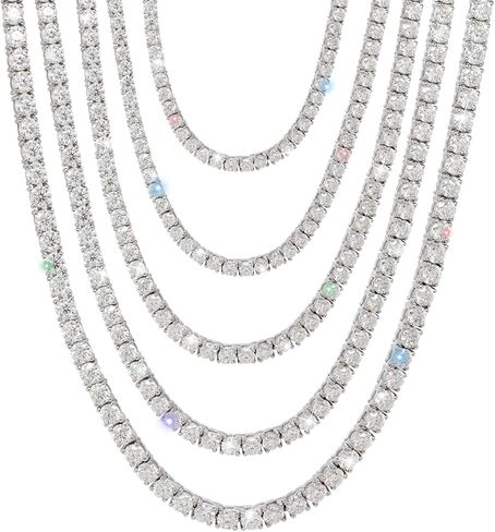 Gem's Beauty 4.59-112.00CT Moissanite Tennis necklaces Gifts 2-6.5mm D Color Round Cut Diamond Tennis necklace in Kuwait