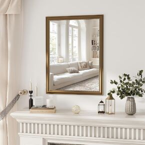 Axeman 22x30 Rounded Rectangular Wall Mirror, Decorative Bathroom Mirror, Traditional Vintage Wall Mounted Mirror with Beaded Frame for Accent Living Room Vanity Bedroom Entryway, Bronze in Kuwait