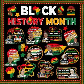 مجموعة ديكورات لوحة نشرة التاريخ الأسود، ملصقات اقتباسات ملهمة أمريكية أفريقية ديكورات لوحة الإعلانات، ديكورات الفصول الدراسية لشهر التاريخ الأسود للمدرسة in Kuwait