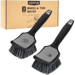 Wheel and Tire Brush Detailing Kit, Soft Rim Brush & Stiff Tire Brush with Silicone Bumper Guard, Non-Slip Ergonomic Handle Car Wash Set for Alloy Wheels, Fenders, Mats in Saudi Arabia