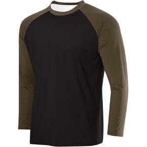 Mens Fashion Shirts Spring Long Sleeve Casual Patchwork Shirt Relaxed Fit Lightweight Sport Workout Crewneck Tops in Kuwait