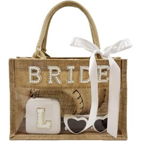 حقيبة العروس للعروس لتكون حقيبة الشاطئ مع حروف من حجر الراين اللؤلؤي وحفلات العزوبية وحفلات الزفاف وحفلات الزفاف in Kuwait