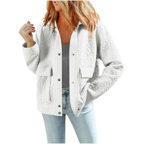 PBNBP Womens Trendy Fall Shacket, Classic Collared Jacquard Trucker Jacket with Pockets, Casual Button Down Outerwear in Kuwait