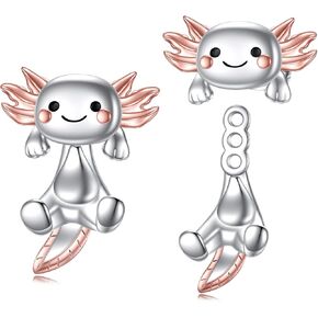 Axolotl الراكون البقرة السوداء القط أقراط للنساء الفضة مطلي الراكون مجوهرات ترصيع متعة لطيف الحيوان أقراط هدايا in Kuwait
