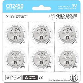6 عبوات من بطارية الليثيوم الخلوية المعدنية CR2450، 3 فولت، طاقة طويلة الأمد، خالية من الزئبق، حزمة آمنة للأطفال in Kuwait