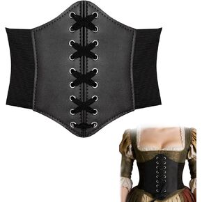 GYQMBT Viking Leather Womens Corset Belt,Renaissance Lace Up Elastic Waist Belt for Halloween dress up in Saudi Arabia