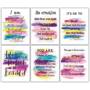 Positive Affirmations Quotes Wall Decor, Inspirational Pink Wall Art Print Posters 8x10, Encouraging Self Improvement Motivational Sayings, Uplifting Encouragement Posters Gifts for Empowered Women, in Saudi Arabia
