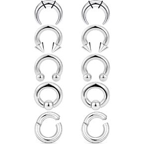 Septum Rings 16G 14G 12G 10G 8G 6G 4G 2G Surgical Steel Septum Stretching Kit Septum Pincher Tapers Gauge Kit Nose Ring Hoop Horseshoe Helix Tragus Daith Rook Piercing Jewelry for Women Men in Kuwait
