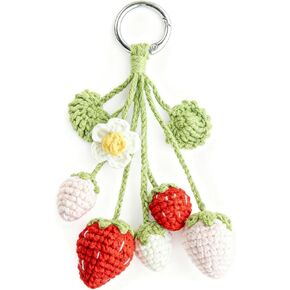 Crochet Strawberry Keychain, Handmade Strawberry Bag Charm, Birthday Gifts in Kuwait