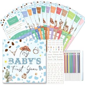 Bear Baby Calendar First Year with Stickers,Baby Shower Decorations,Babies Milestone Calendar,Baby's First Year Memory Book and 1st Year Tracker,Cute Bear Themed Keepsake for Newborn Boys and Girls in Saudi Arabia