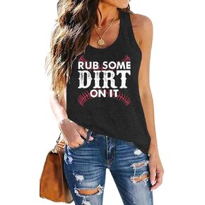 Rub Some Dirt On It Tank Tops Women Baseball Sleeveless Shirt Baseball Mom Shirts Letter Printed Softball Tees Tops in Kuwait