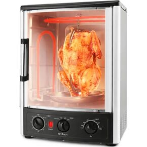 Nutrichef Vertical Countertop Oven with Rotisserie, Bake, Broil, & Kebab Rack Functions - Adjustable Settings - 2 Shelves - 1500W - Thanksgiving Turkey - Includes Grill, Kebab skewer racks & bake pan in Kuwait