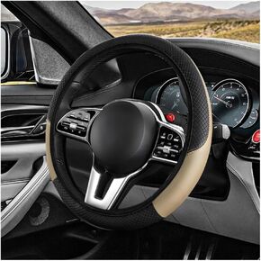 Car Steering Wheel Cover, 15 Inch Carbon Fiber Leather Anti-Slip Steering Wheel Protective Cover, Breathable Elastic Steering Wheel Warp Interior Accessories for Most Cars (Black & Pink) in Saudi Arabia