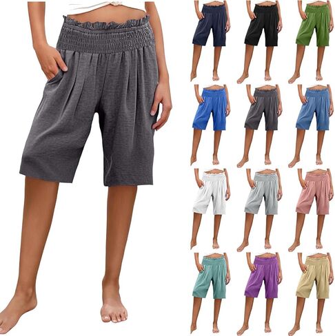 Shorts for Women Lace Elastic High Waisted Beach Vacation Clothes Lounge Athletic Gym Shorts Fashion Summer Outfits in Saudi Arabia