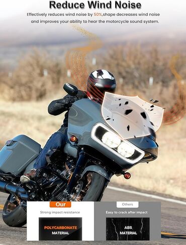 8" Wave Windshield Windscreen Wind Splitter Compatible with Harley Davidson Touring Road Glide 2015-2024,Road Glide 3 RG3 2023-up (Black) in Saudi Arabia