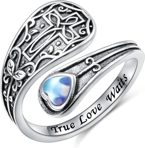 YinShan Adjustable Spoon Ring with Message for Men Women Boys Girls 925 Sterling Silver Oxidation Vintage Rings for Friends Religious Christmas Gifts in Saudi Arabia